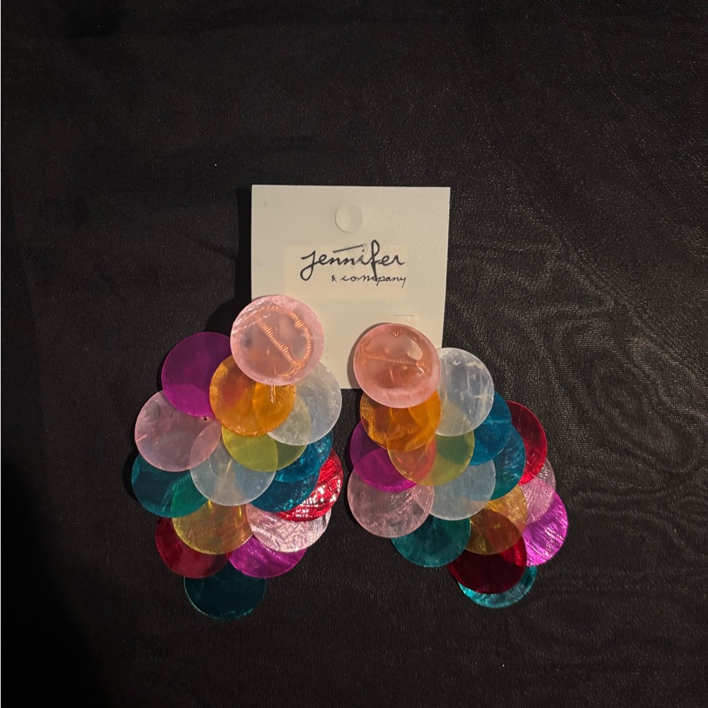 Multicolor Shell Statement Earrings